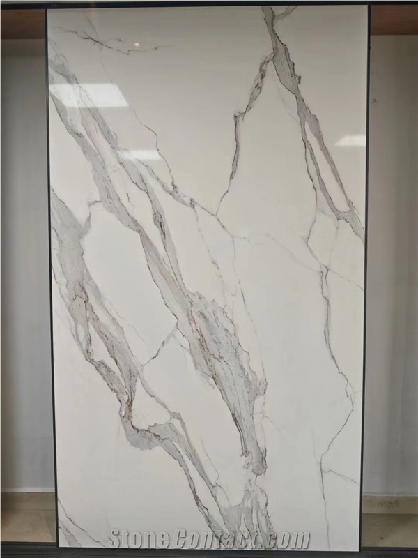 3D Printed Full Veins Calacatta Quartz Slabs