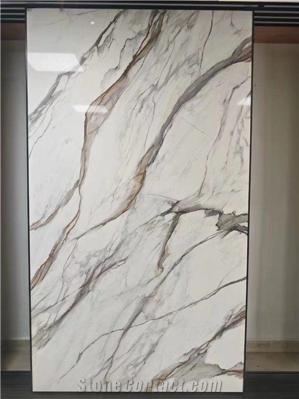 3D Printed Full Veins Calacatta Quartz Slabs