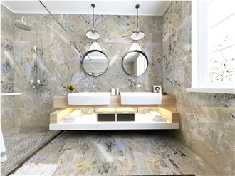 Luxury Monet Garden Quartzite Slabs For Interior Decor