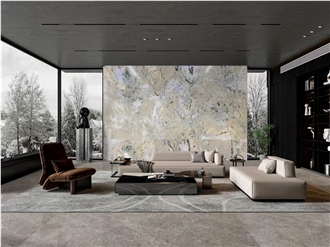 Luxury Monet Garden Quartzite Slabs For Interior Decor