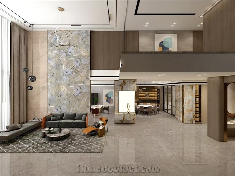 Luxury Monet Garden Quartzite Slabs For Interior Decor