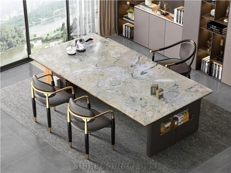 Luxury Monet Garden Quartzite Slabs For Interior Decor