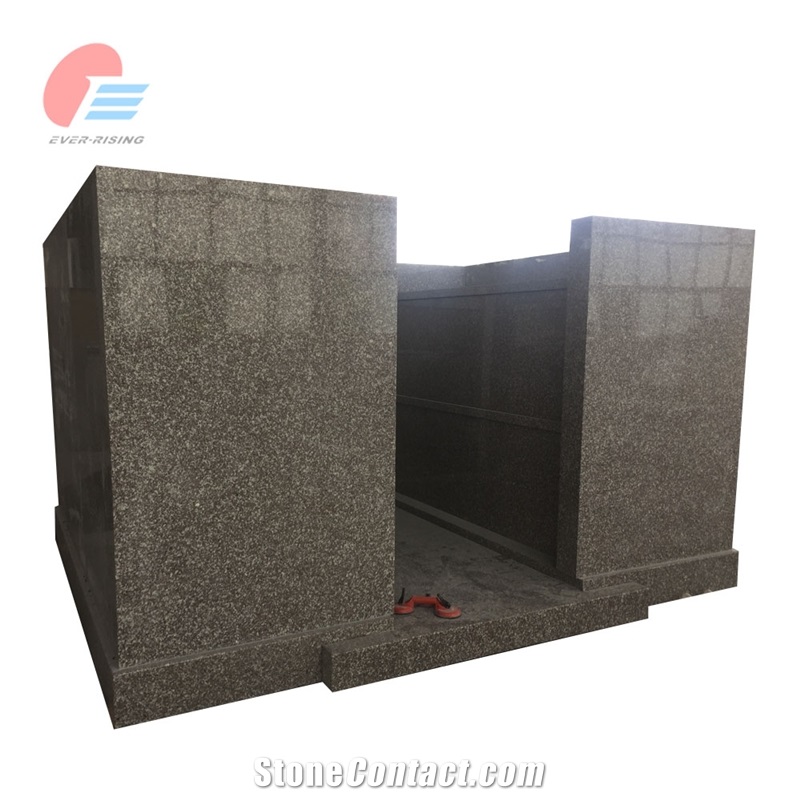 Maple Violet Brown G664 Granite 4 Crypt Walk-In Mausoleum