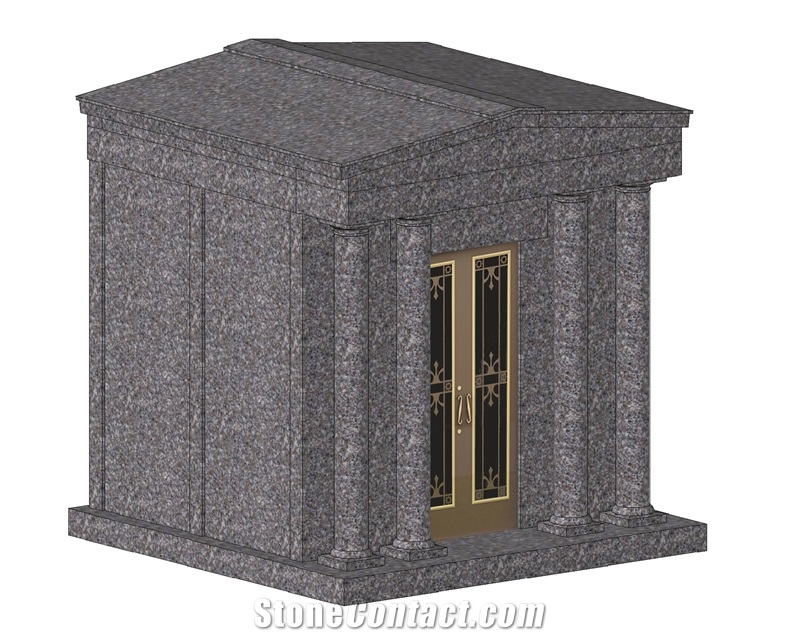 Maple Violet Brown G664 Granite 4 Crypt Walk-In Mausoleum