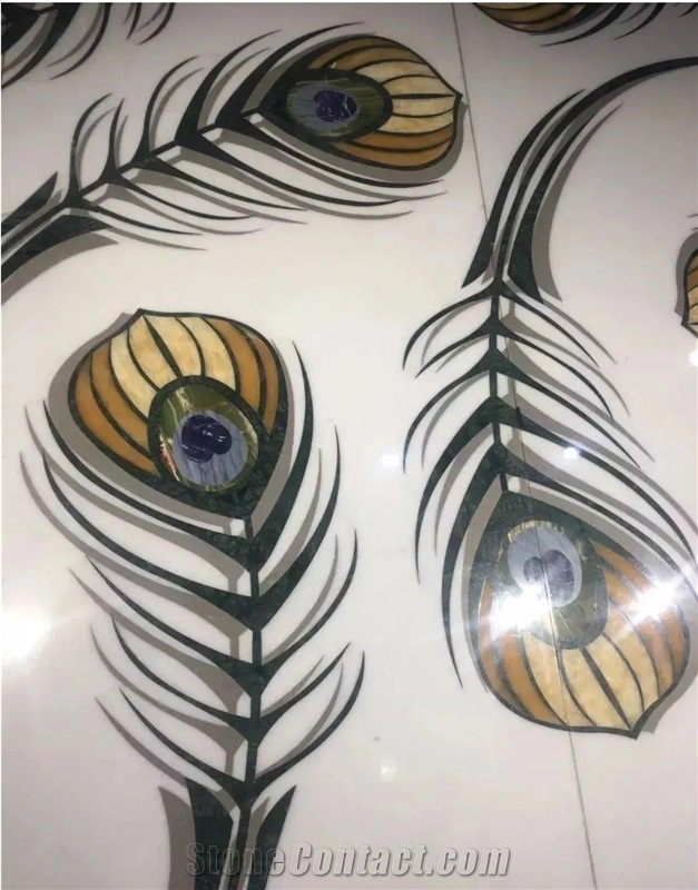 Polished Waterjet Cut Marble Inlay Wall Picture