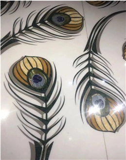 Polished Waterjet Cut Marble Inlay Wall Picture