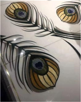 Polished Waterjet Cut Marble Inlay Wall Picture