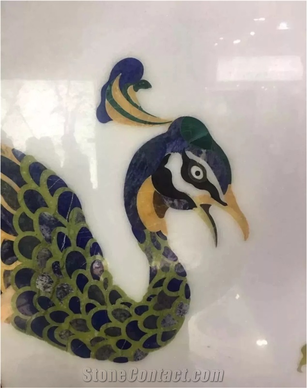 Polished Waterjet Cut Marble Inlay Wall Picture