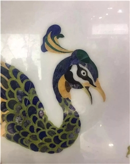 Polished Waterjet Cut Marble Inlay Wall Picture