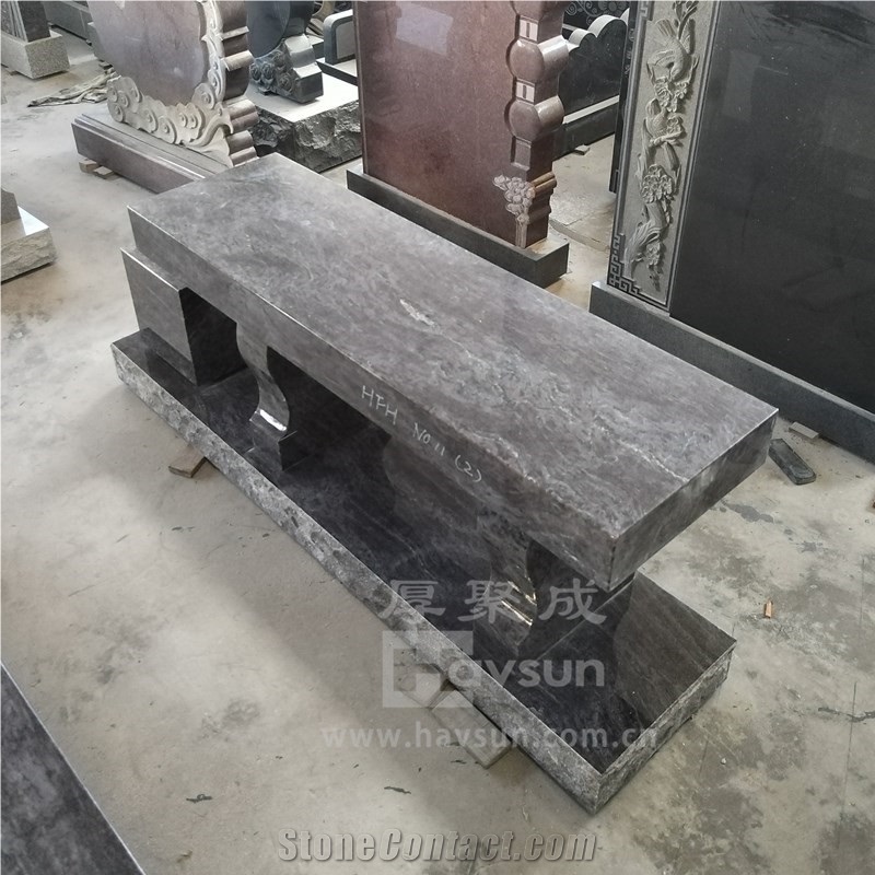 Vizag Blue Granite Memorial Bench With Flower Pot