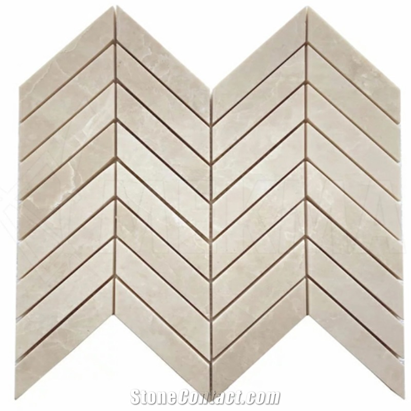 Blanco Ivory Marble Mosaic MP-C-C27 Chevron Mosaic Tiles