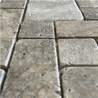 Silver Travertine Mini Pattern TT-S-RP Mosaic Tiles
