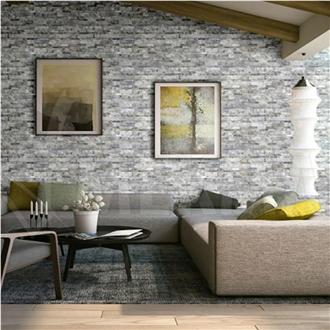 Silver Travertine Puzzle Mosaic Ts-S-Pz15 Splitface Mosaic Tiles