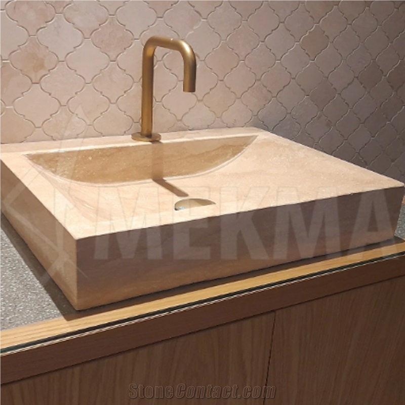 Travertine Cornered Sink Model 42 - 40X70x10cm In Size