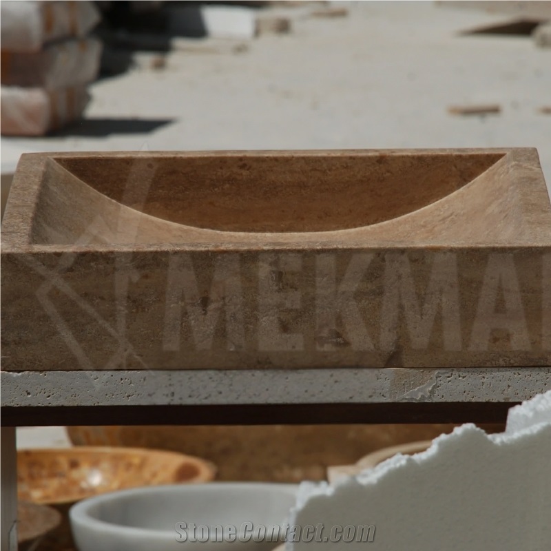 Travertine Cornered Sink Model 42 - 40X70x10cm In Size