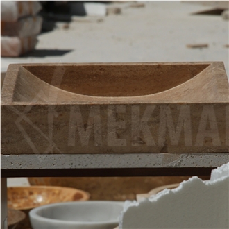 Travertine Cornered Sink Model 42 - 40X70x10cm In Size