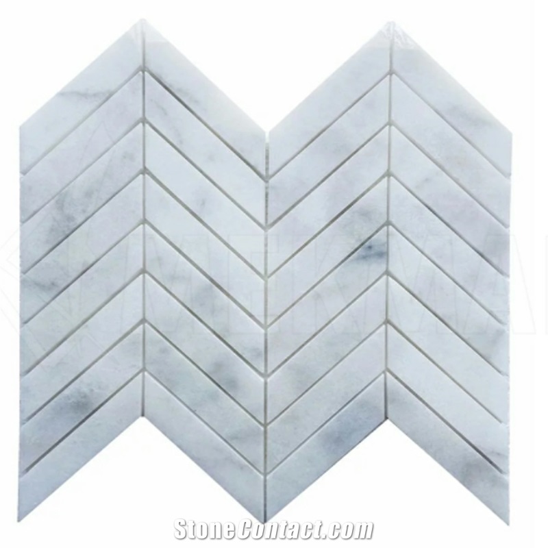 Turkey Blanco Ibiza Marble Chevron Mosaic MP-W-C27  Mosaic Tiles