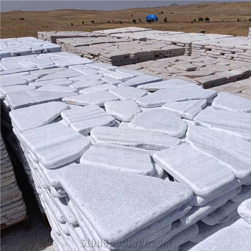 White Marble Tumbled Crazy Flagstone Pavers
