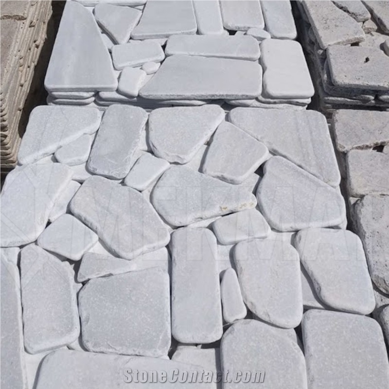 White Marble Tumbled Crazy Flagstone Pavers
