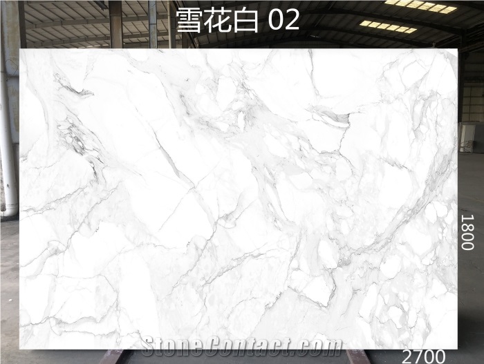Beautiful White  Artificial Carrara Slabs For Kitchen