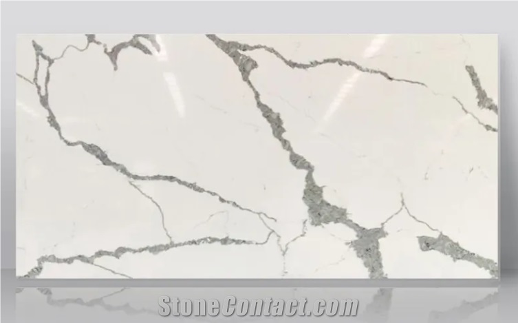 Elegant Hot Sale White Artificial Calacatta Quartz Slab