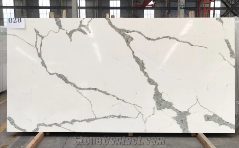 Elegant Hot Sale White Artificial Calacatta Quartz Slab