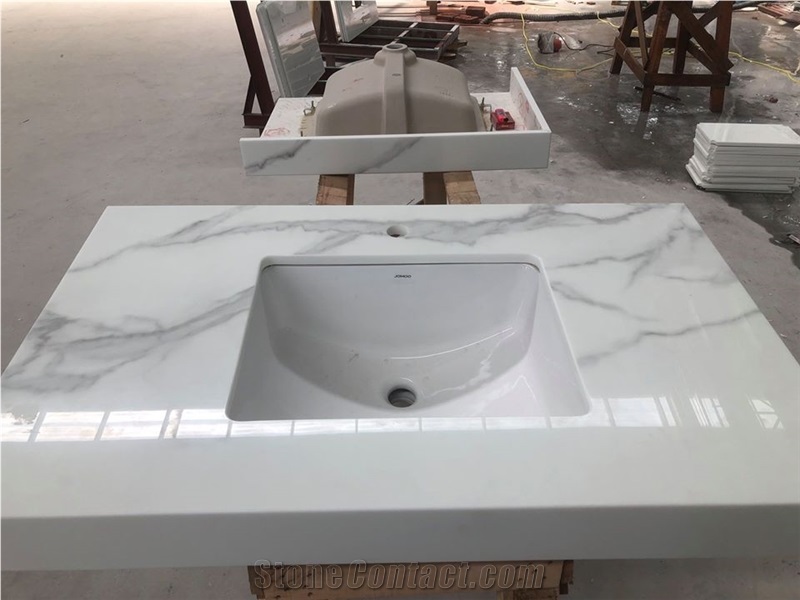 Nano Glass Stone Calacatta Vanity Tops