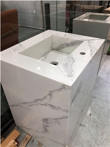 Nano Glass Stone Calacatta Vanity Tops