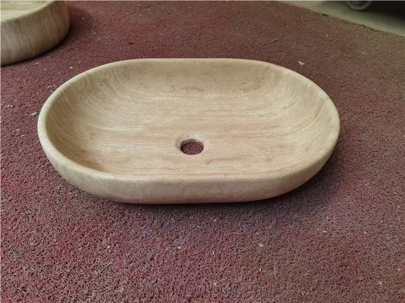 Oval/Round Durable Luxury Travertine Wash Basin