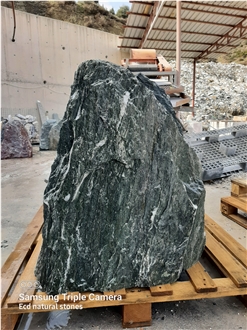 Green Angel Marble Boulder Headstone