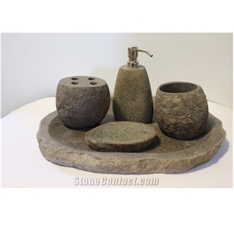 Stone Bathroom Set And Soap Dispenser