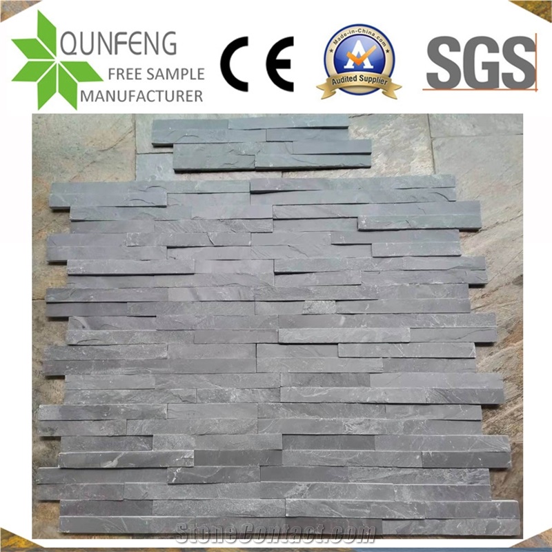 China 10*36CM Black Split Stone Interlocking Slate Veneer
