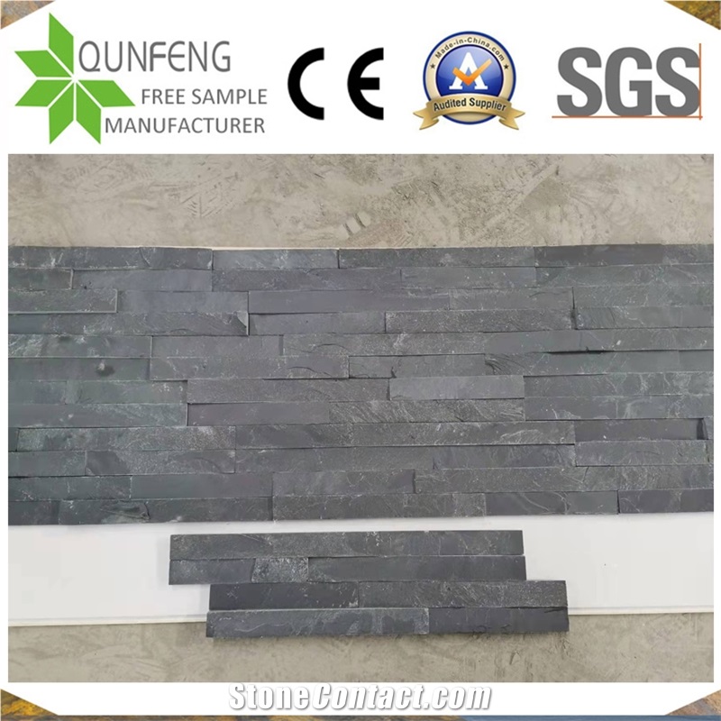 China 10*36CM Black Split Stone Slate Z Wall Cladding Veneer