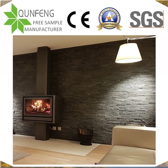 China 10*36CM Black Split Stone Slate Z Wall Cladding Veneer