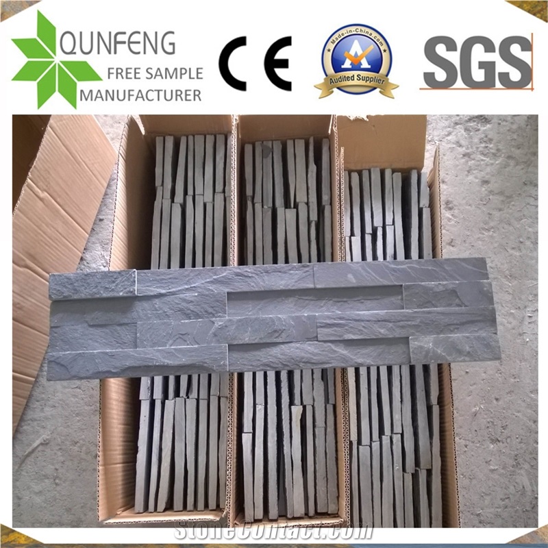 China Black Slate Wall Cladding Panel Exposed Wall Stone
