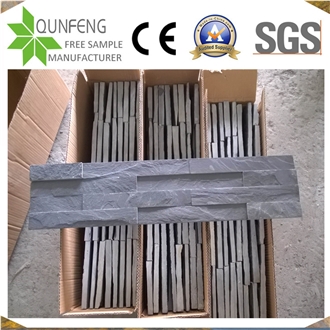 China Black Slate Wall Cladding Panel Exposed Wall Stone