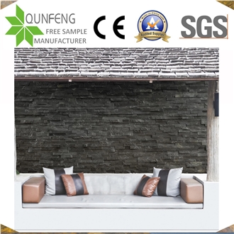 China Black Slate Wall Cladding Panel Exposed Wall Stone