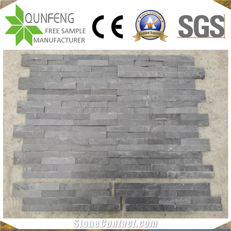China Natural Black Split Z Interlocking Slate Stone Veneer