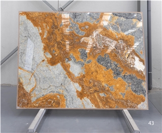 Ocean Blue Onyx Slabs Bookmatch, 2 Cm