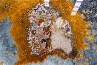 Ocean Blue Onyx Slabs Bookmatch, 2 Cm