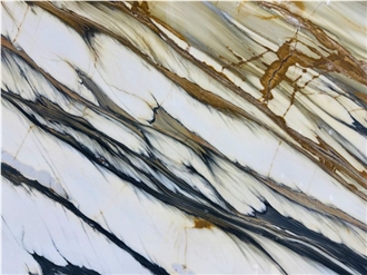Calacatta Oyster Gold Marble Slab Tiles For Interior Design