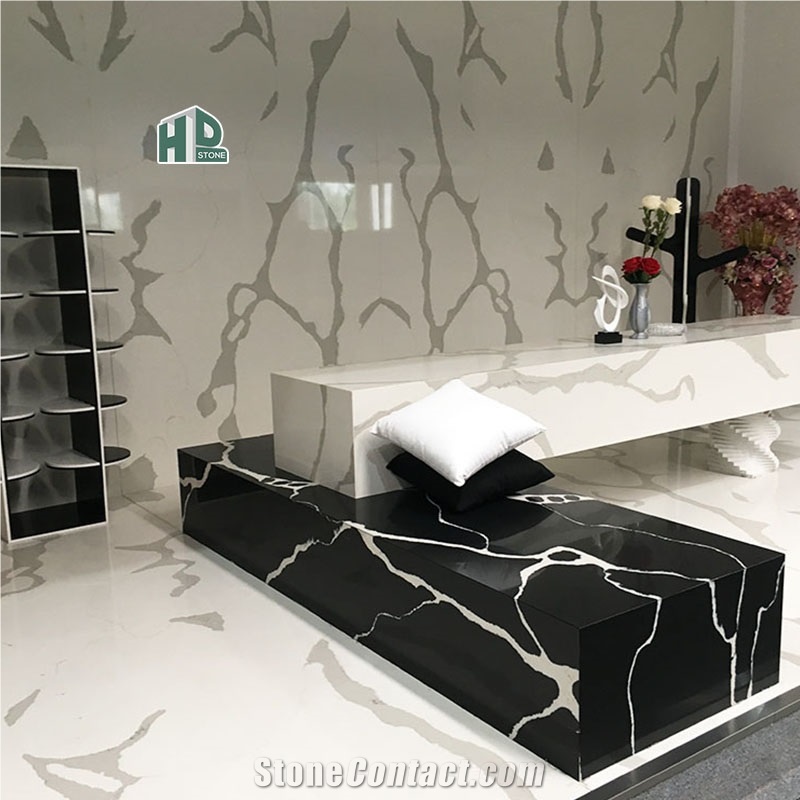 Calacatta Quartz Big Slabs Polished Slab Quartz Tiles