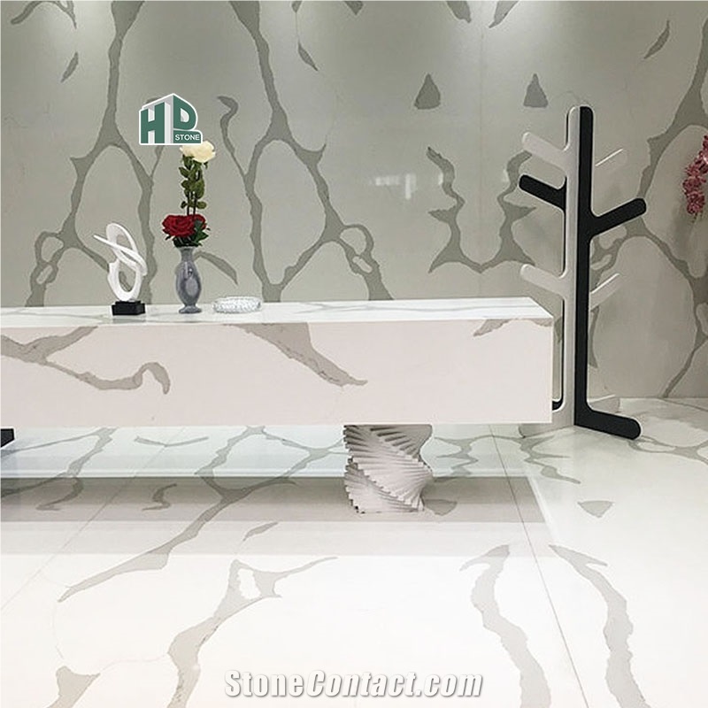 Calacatta Quartz Big Slabs Polished Slab Quartz Tiles
