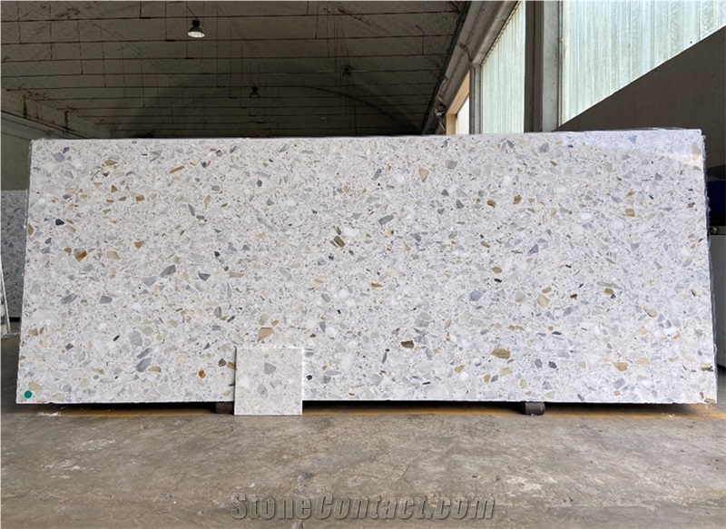 Terrazzo White Calacatta Marble Resin Agglomerate