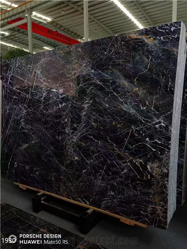 Ashburton Pink Marble Slabs Black Stone With White Gold Vein
