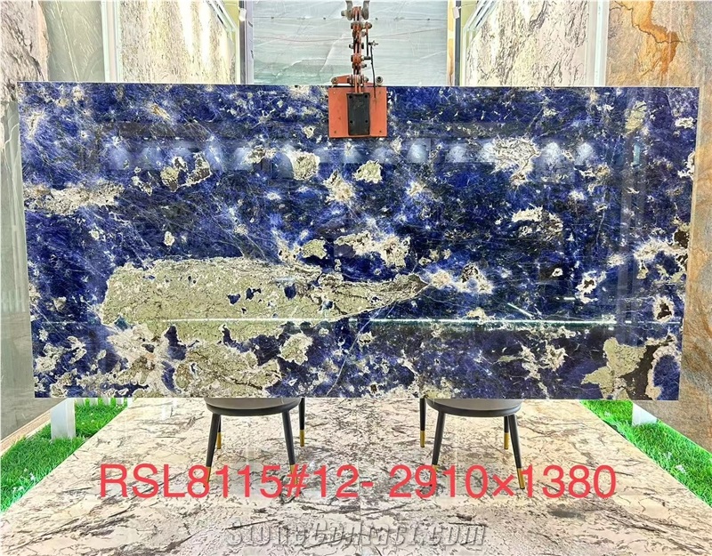 Blue Sodalite Stone Slabs Royal Azul Luxury Stone Tile