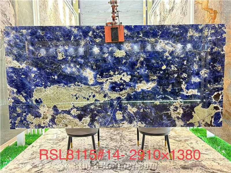 Blue Sodalite Stone Slabs Royal Azul Luxury Stone Tile