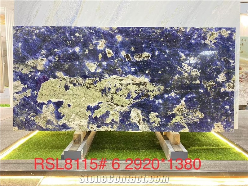 Blue Sodalite Stone Slabs Royal Azul Luxury Stone Tile
