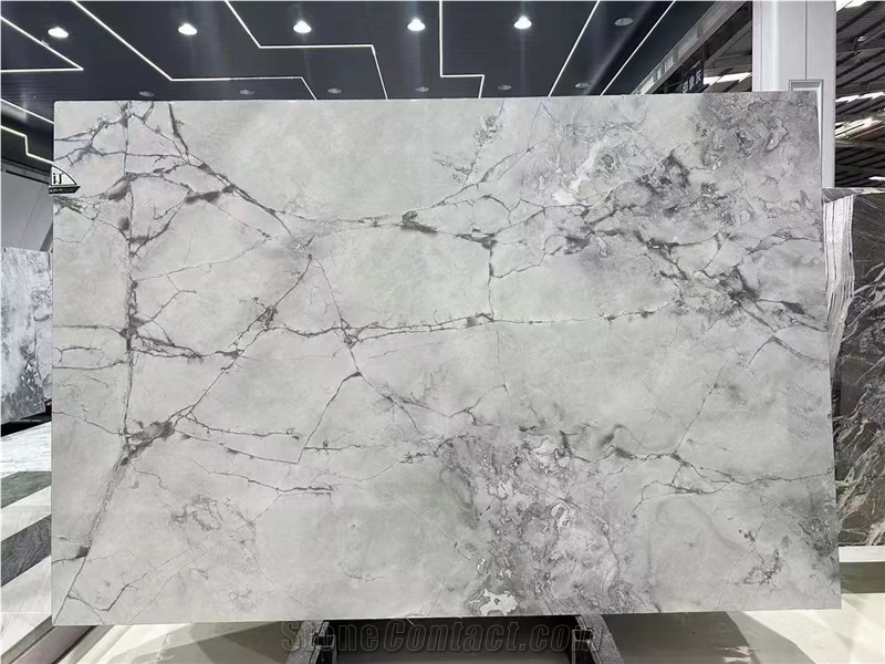 Silver Statuario Marble Slabs Armani Calacatta Grey Tile