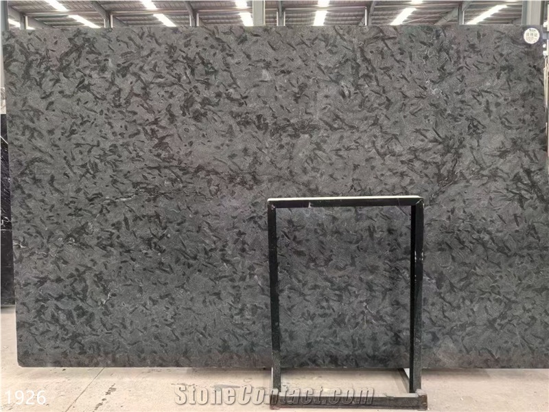 Versace Black Granite Slabs Leath Finish Stone Tile For Wall